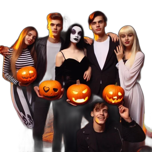 monochrome, six, people, halloween transparent PNG cut-out
