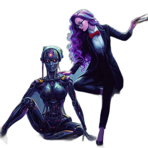 robot, concept art, cyberpunk, comic book art transparent PNG cut-out