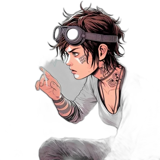 concept art, comic book art, watercolor, cyberpunk transparent PNG cut-out