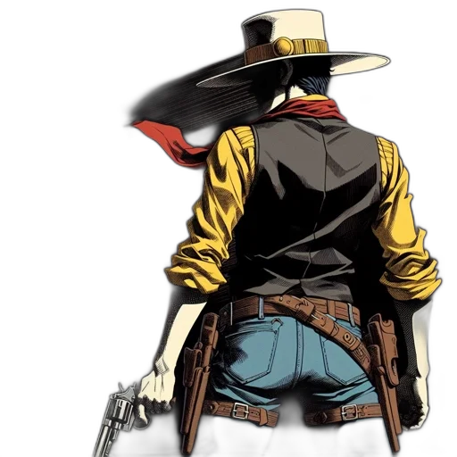 jacket, weapon, hat, comic book art transparent PNG cut-out