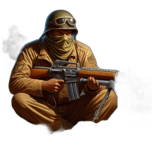 weapon, mask, jacket, staff transparent PNG cut-out