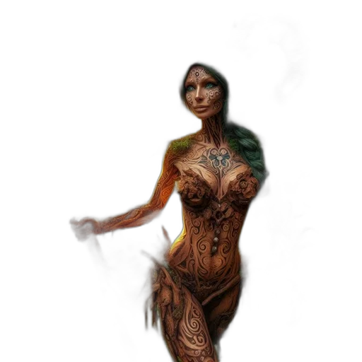 dress, creature, mask, staff transparent PNG cut-out