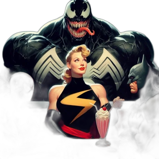 comic book art, concept art, four, characters transparent PNG cut-out
