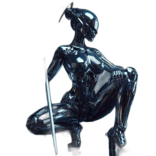 robot, staff, creature, sword transparent PNG cut-out