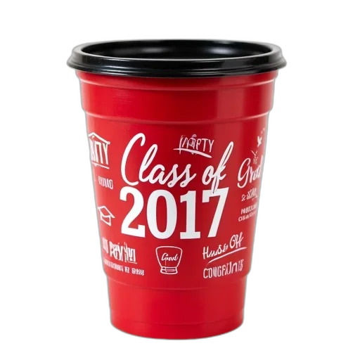 3d render, red, plastic, cup transparent PNG cut-out
