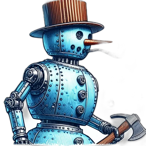 robot, staff, concept art, 3d render transparent PNG cut-out