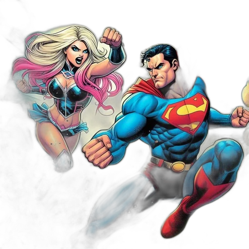 comic book art, concept art, cartoon, superman transparent PNG cut-out