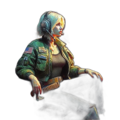 jacket, face, staff, weapon transparent PNG cut-out