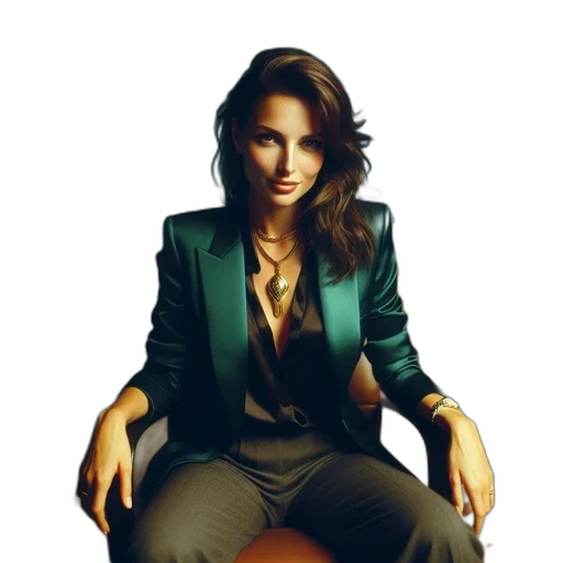 jacket, jewelry, photorealistic, woman transparent PNG cut-out
