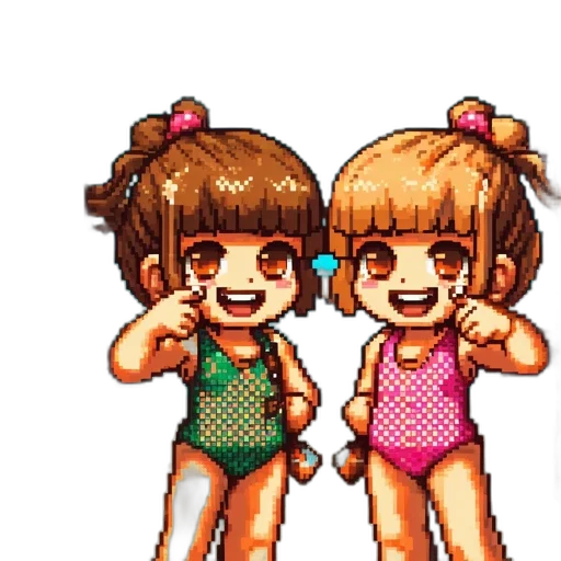 pixel art, anime, cartoon, 3d render transparent PNG cut-out