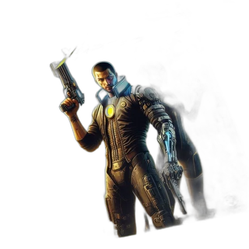 weapon, mask, staff, jacket transparent PNG cut-out