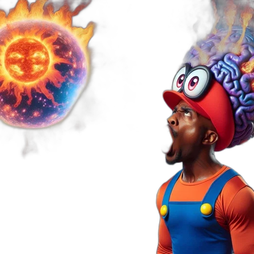 mask, concept art, 3d render, fire transparent PNG cut-out
