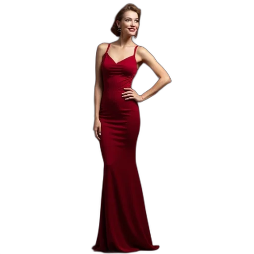 dress, red, model, wears transparent PNG cut-out