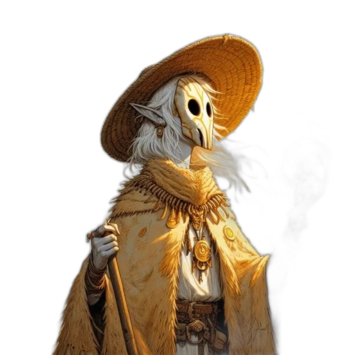 mask, hat, staff, jacket transparent PNG cut-out