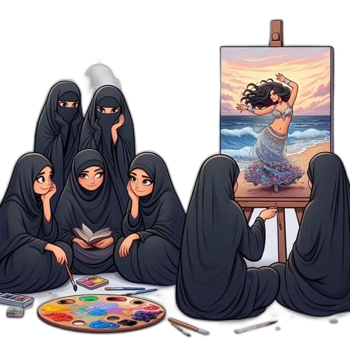 dress, concept art, anime, oil painting transparent PNG cut-out