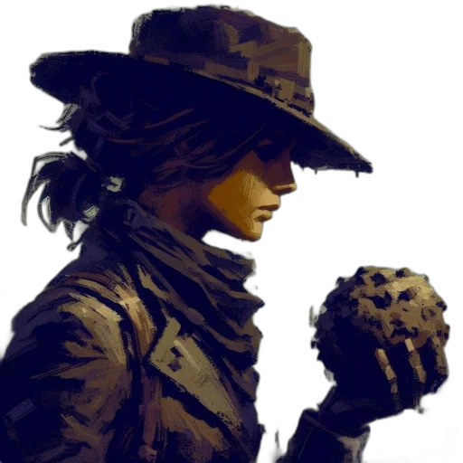 hat, jacket, weapon, staff transparent PNG cut-out