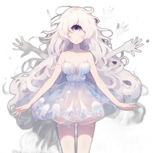 dress, creature, hair, mask transparent PNG cut-out