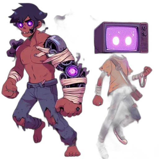 robot, concept art, pixel art, cyberpunk transparent PNG cut-out