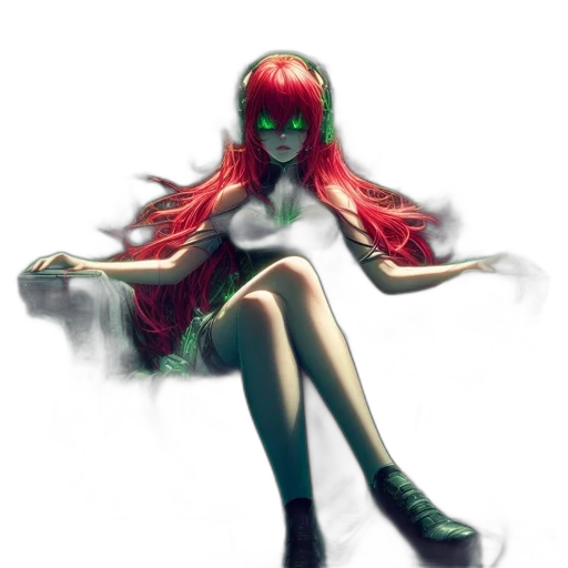 hair, dress, creature, staff transparent PNG cut-out