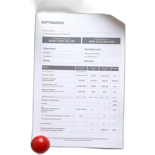 estimate, sheet, product, shown transparent PNG cut-out