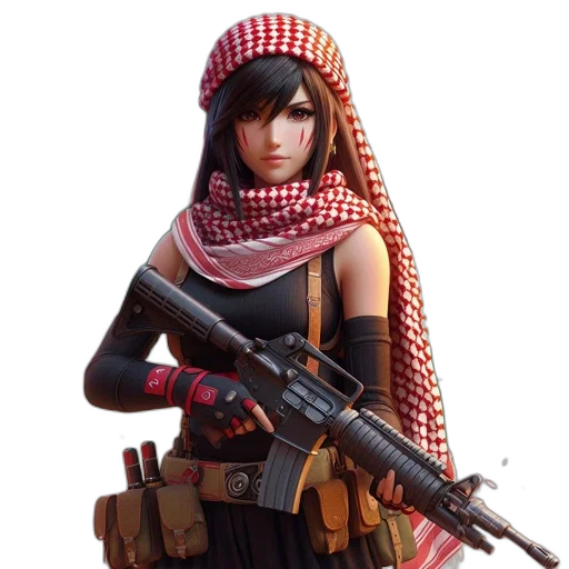 weapon, face, jacket, dress transparent PNG cut-out