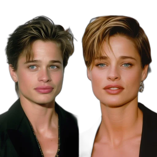 face, photorealistic, oil painting, side-by-side transparent PNG cut-out