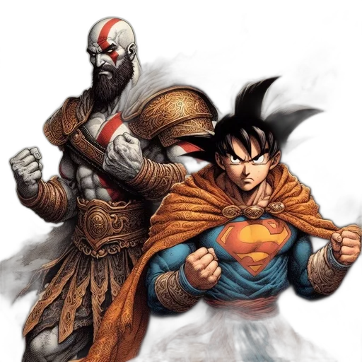 comic book art, concept art, fantasy art, two transparent PNG cut-out