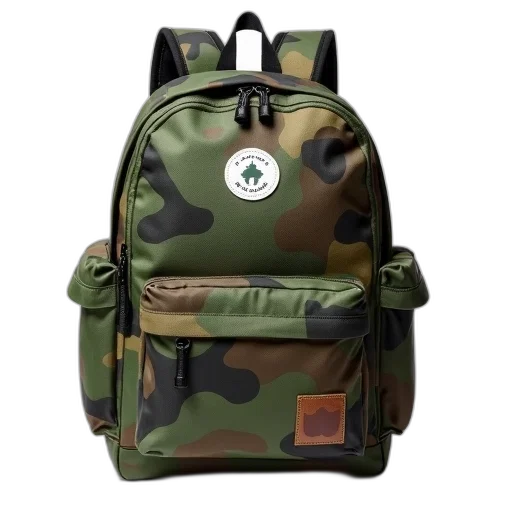 jacket, green, camouflage, backpack transparent PNG cut-out
