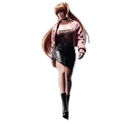 dress, jacket, hair, 3d render transparent PNG cut-out