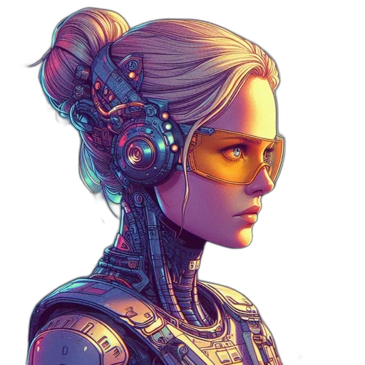 robot, face, cyberpunk, concept art transparent PNG cut-out
