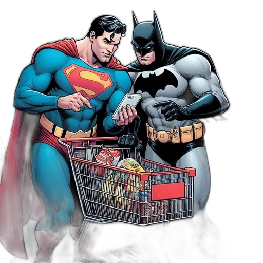 comic book art, concept art, superman, batman transparent PNG cut-out