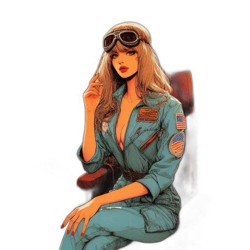 dress, jacket, staff, comic book art transparent PNG cut-out