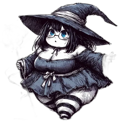 hat, dress, staff, creature transparent PNG cut-out