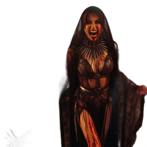 concept art, gothic-attired, woman, screaming transparent PNG cut-out
