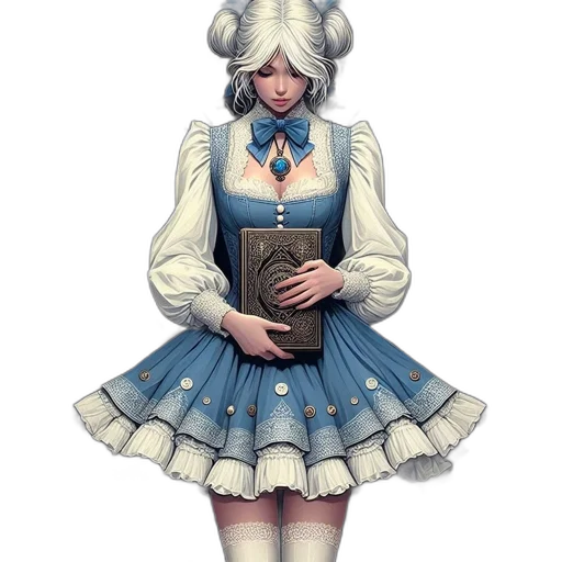 dress, staff, fantasy art, concept art transparent PNG cut-out