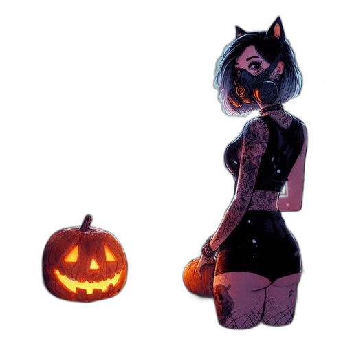 mask, dress, creature, staff transparent PNG cut-out
