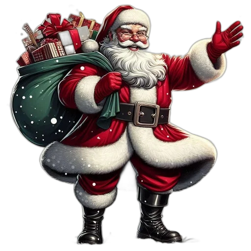 happy, santa, claus, stands transparent PNG cut-out