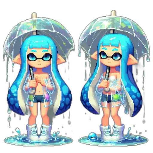 umbrella, dress, concept art, vaporwave transparent PNG cut-out