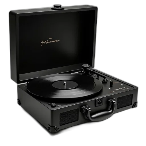 black, record, player, flat transparent PNG cut-out
