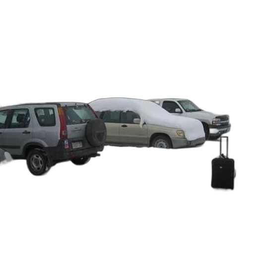 car, staff, 3d render, snowy transparent PNG cut-out