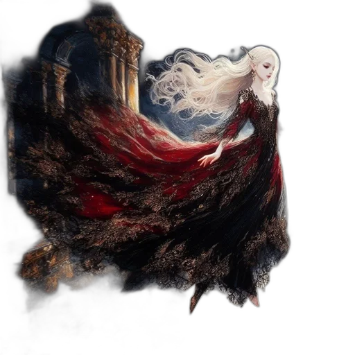 dragon, hair, dress, mask transparent PNG cut-out