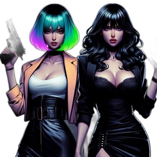 comic book art, concept art, cyberpunk, fantasy art transparent PNG cut-out