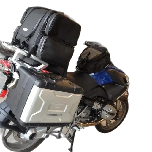 3d render, bmw, motorcycle, luggage transparent PNG cut-out