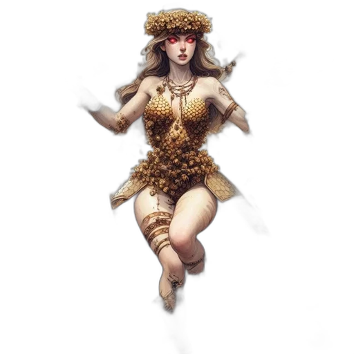 dress, hat, staff, jewelry transparent PNG cut-out