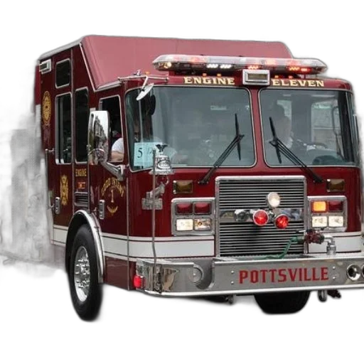photorealistic, fire, red, truck transparent PNG cut-out