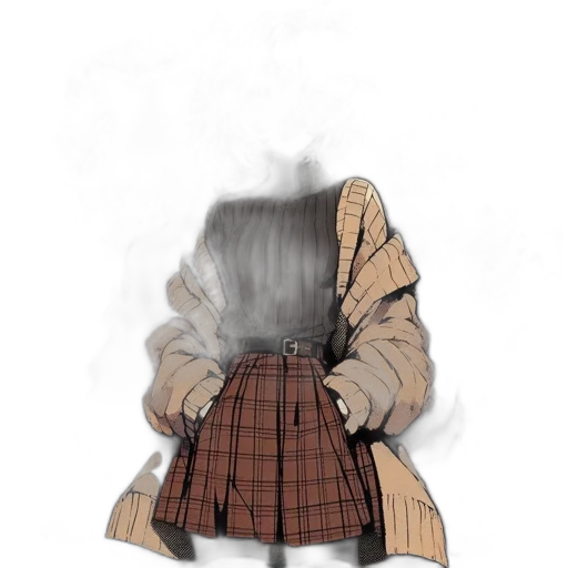 dress, jacket, hair, mask transparent PNG cut-out