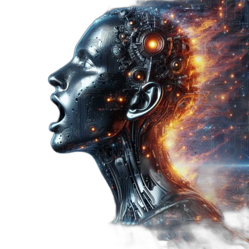 robot, face, concept art, cyberpunk transparent PNG cut-out
