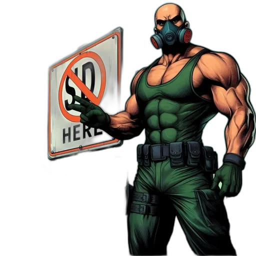 comic book art, concept art, muscular, bald transparent PNG cut-out