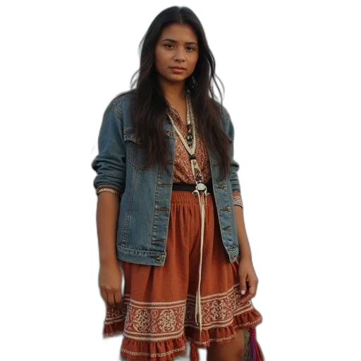 dress, jacket, jewelry, staff transparent PNG cut-out