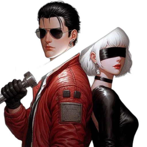 jacket, weapon, comic book art, cyberpunk transparent PNG cut-out